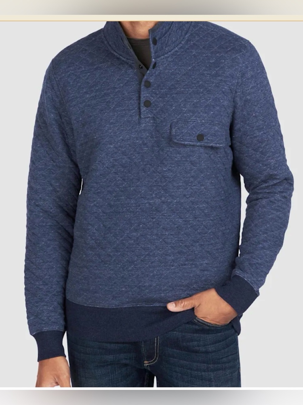 Faherty Epic Quilted Fleece Pullover Sweater Men’s Navy , XL